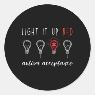 Autism Acceptance Light It Up Red #redinstead Classic Round Sticker
