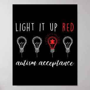Autism Acceptance Light It Up Red #redinstead Poster