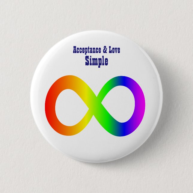 Autism Acceptance Love Simple - Neurodoversity ASD 6 Cm Round Badge (Front)