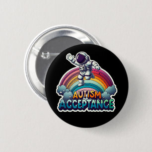 Autism Acceptance Rainbow Astronaut 6 Cm Round Badge