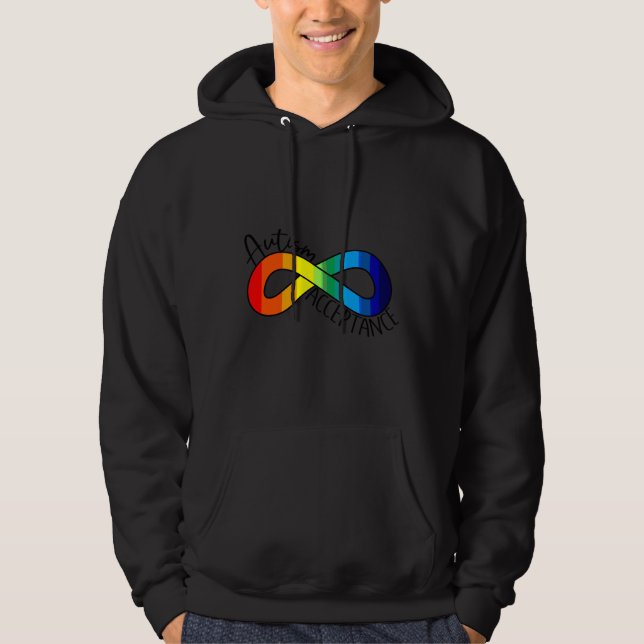Autism Acceptance Rainbow Infinity Symbol Hoodie (Front)