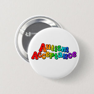 Autism Acceptance Rainbow Typography 6 Cm Round Badge