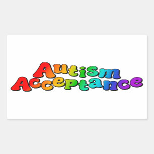 Autism Acceptance Rainbow Typography Rectangular Sticker