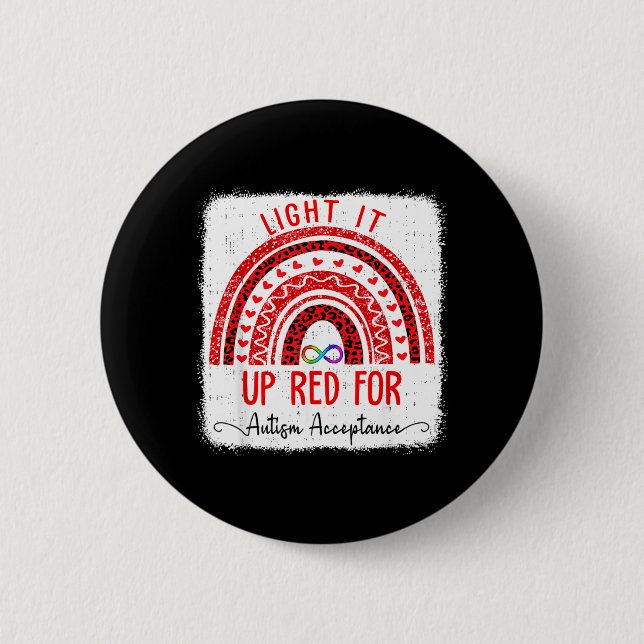Autism Acceptance Red Instead Awareness Support 6 Cm Round Badge (Front)