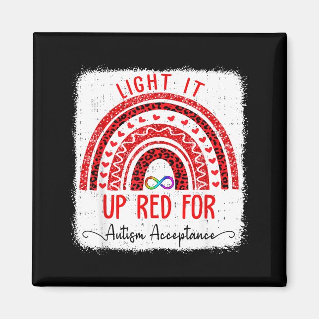 Autism Acceptance Red Instead Awareness Support Magnet (Front)