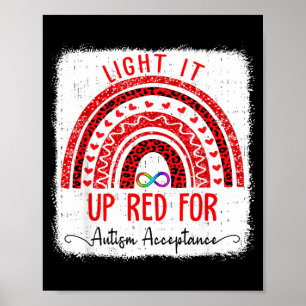 Autism Acceptance Red Instead Awareness Support Poster