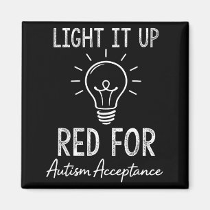 Autism Acceptance Red Instead Heart Awareness Men Magnet