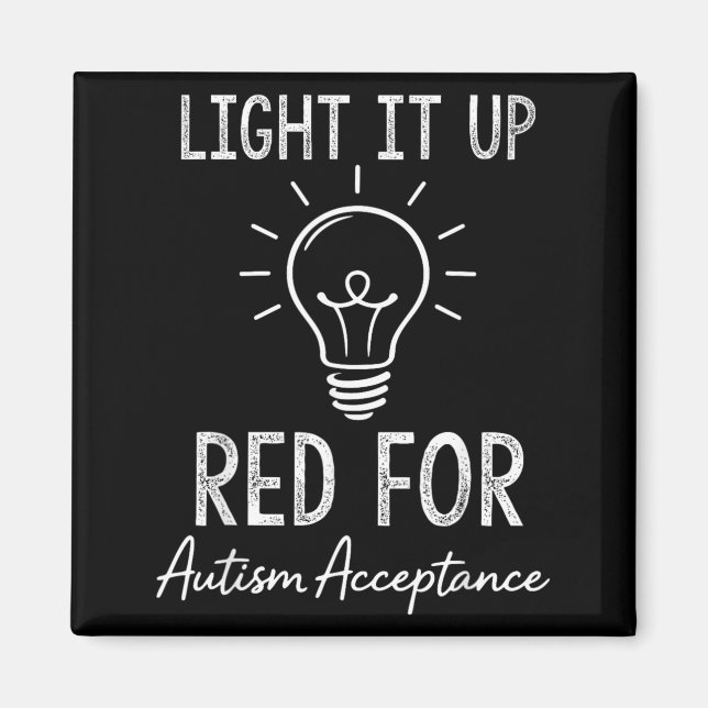 Autism Acceptance Red Instead Heart Awareness Men Magnet (Front)