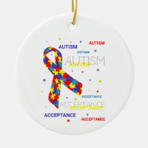 Autism Acceptance ribbon dots Ceramic Ornament