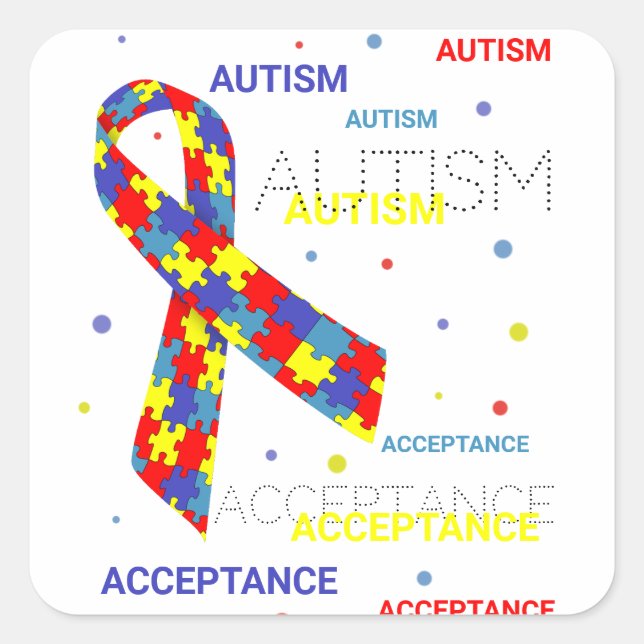 Autism Acceptance ribbon dots Square Sticker (Front)