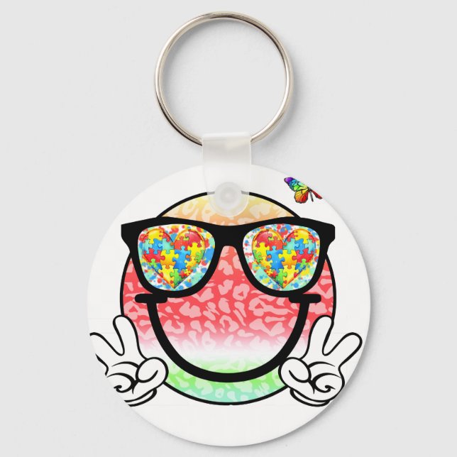 autism acceptance smile key ring (Front)