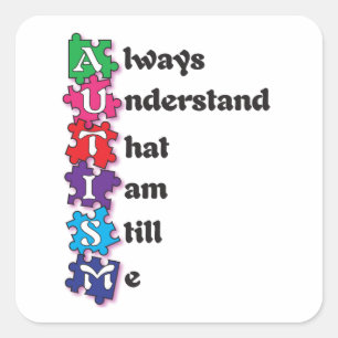 Autism Acrostic Poem Square Sticker