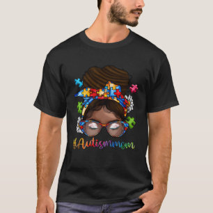 Autism Afro Mom Curly Hair American African Autism T-Shirt