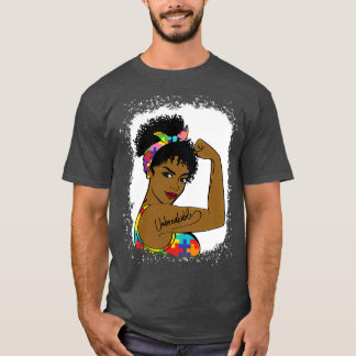 autism afro mom unbreakable world autism awareness T-Shirt