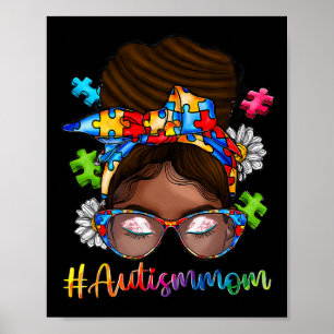 Autism Afro Mum Curly Hair American African Autism Poster