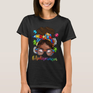 Autism Afro Mum Curly Hair American African Autism T-Shirt
