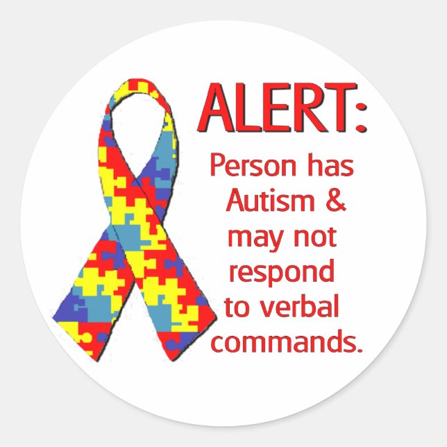 Autism Alert 1 Classic Round Sticker (Front)