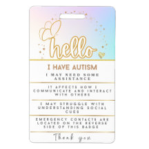 Autism Alert Autistic id Badge