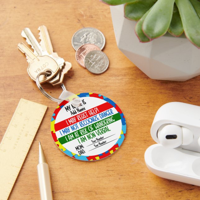 Autism Alert Non Verbal id Key Ring (Desk)