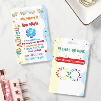 Autism Alert Nonverbal Autistic Contact Badge ID Badge