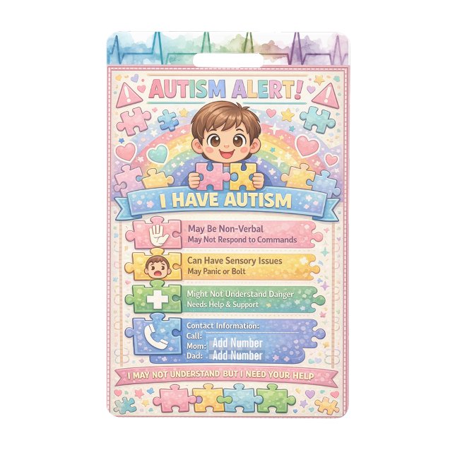 Autism Alert Nonverbal Autistic Contact Badge ID Badge (Autism Alert Nonverbal Autistic Contact Badge)