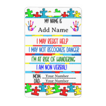 Autism Alert Nonverbal Autistic Contact Badge