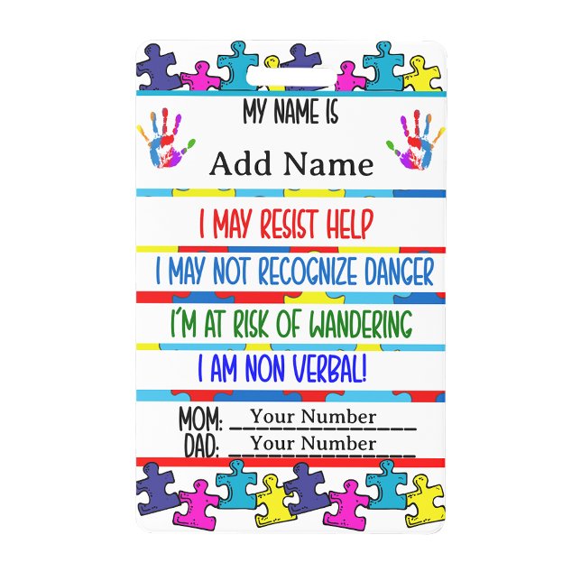 Autism Alert Nonverbal Contact Button Pin Badge ID Badge (Autism Alert Nonverbal Autistic Contact Badge)