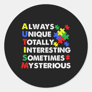 Autism Always Unique Classic Round Sticker
