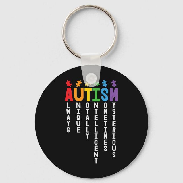 Autism Always Unique Totally Intelligent Autism Aw Key Ring (Front)