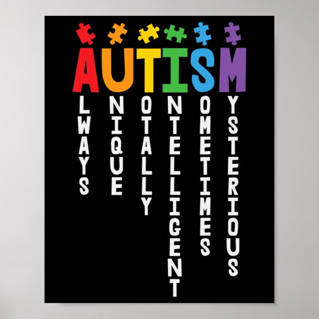 Autism Always Unique Totally Intelligent Autism Aw Poster (Front)