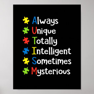Autism Always Unique Totally Intelligent Sometimes Poster