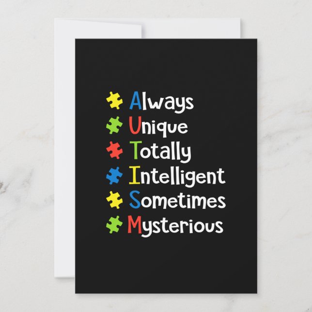 Autism Always Unique Totally Intelligent Sometimes Save The Date (Front)