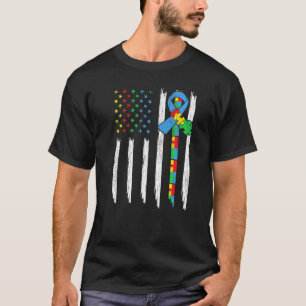 Autism American Falg Family Matching Autistic Kids T-Shirt