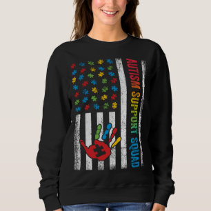 Autism American Flag Autism Support Squad Sweatshirt