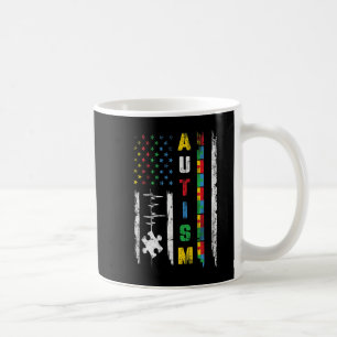 Autism American Flag Puzzle Autism Awareness Men W Coffee Mug