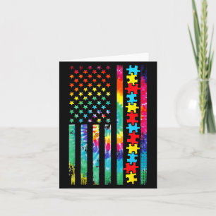 Autism American Flag Tie Dye Autism Awareness Boys Card