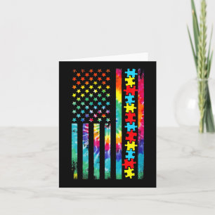 Autism American Flag Tie Dye Autism Awareness For Card