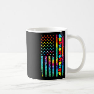 Autism American Flag Tie Dye Autism Awareness For  Coffee Mug