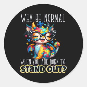 Autism And Neurodiversity Unique Stand Out Dragon Classic Round Sticker