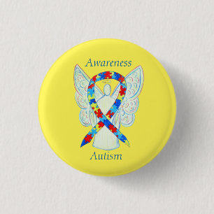 Autism Angel Puzzle Awareness Ribbon Pins