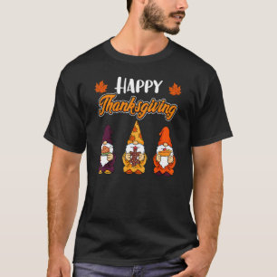 Autism Asd Awareness Puzzle Gnome Autumn Thanksgiv T-Shirt