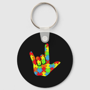 Autism Asl Love Sign Language Autism Awareness Puz Key Ring