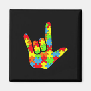 Autism ASL Love Sign Language Autism Awareness Puz Magnet
