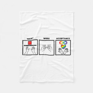 Autism ASL Want More Acceptance ASD Awareness Men Fleece Blanket