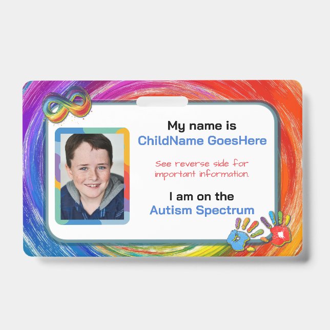 Autism Assistance Identification Card ID Badge (Front)