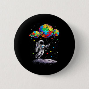 Autism astronaut balloon autism awareness space  6 cm round badge