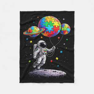 Autism astronaut balloon autism awareness space fleece blanket