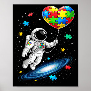 Autism astronaut balloon autism awareness space  poster