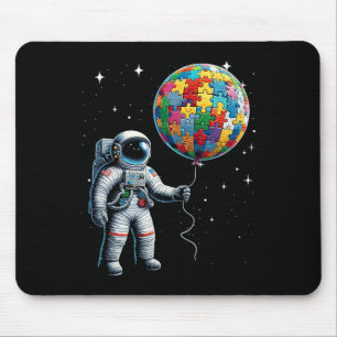 Autism Astronaut Holding Planet Bylloons Autism Aw Mouse Pad