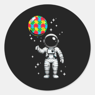 Autism astronaut puzzle balloon cute asd awareness classic round sticker